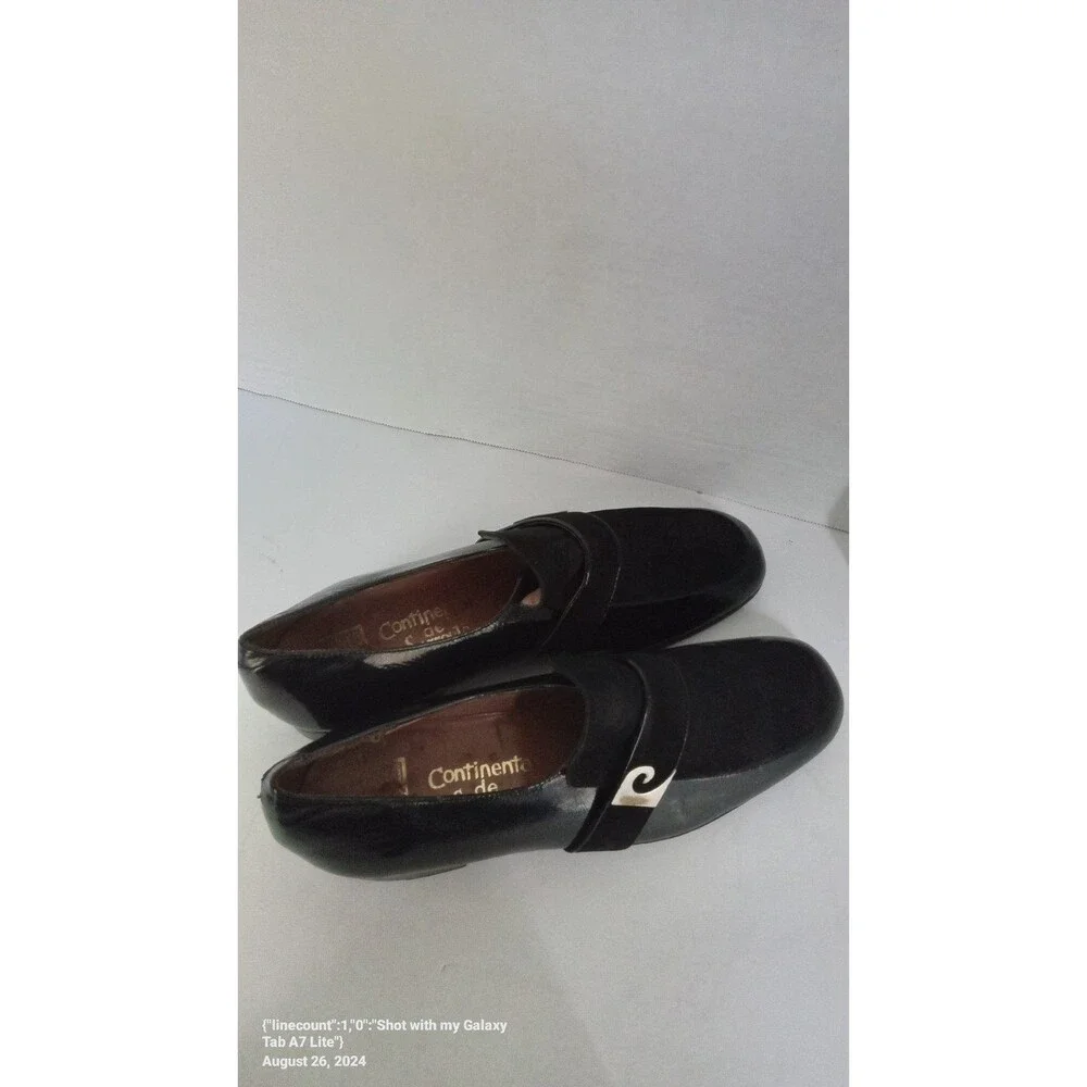 Contempo Collection Black Patent Leather Loafers with Decorative Silver‎ Buckle
